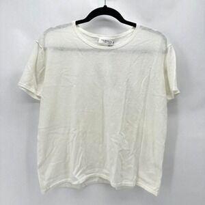 The Reset R Label Everyday Knit Tee Size M White Linen Boxy Fit Sheer Preppy NWT